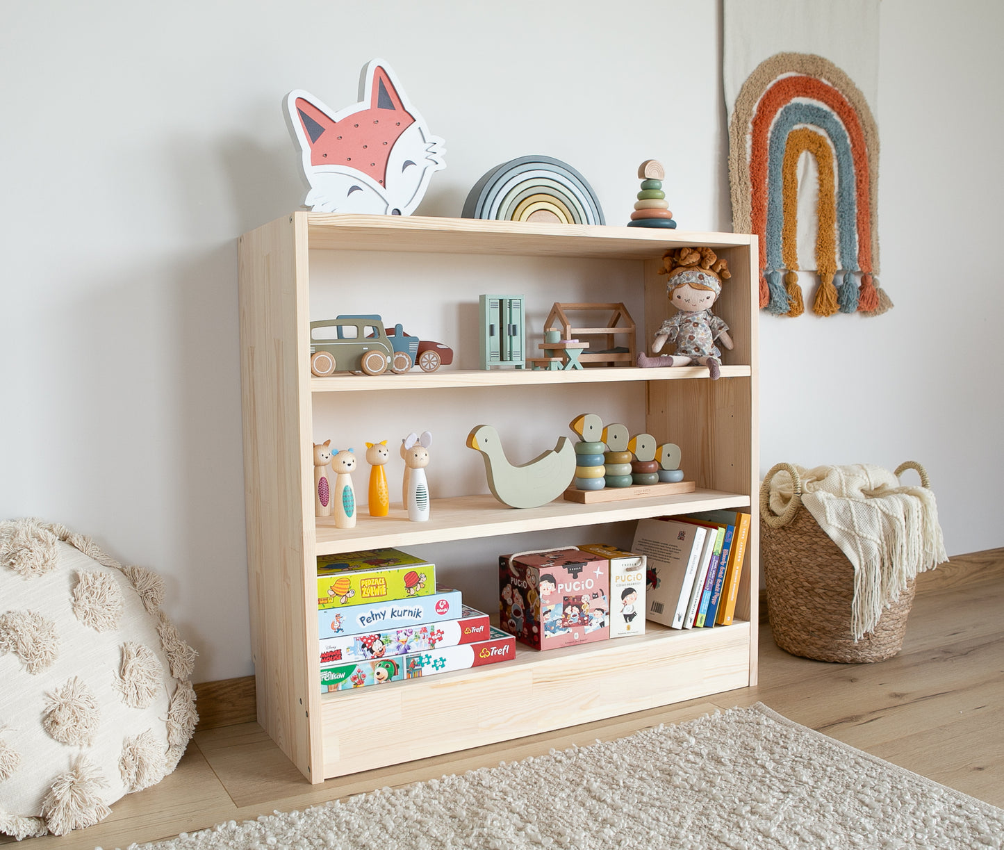 Montessori Spielzeugregal, spielzeug & bücherschrank