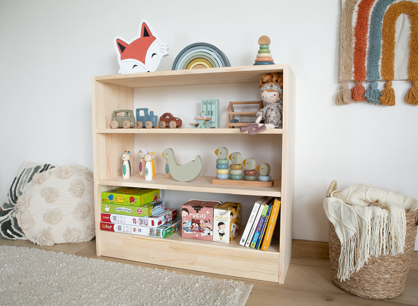 Montessori Spielzeugregal, spielzeug & bücherschrank