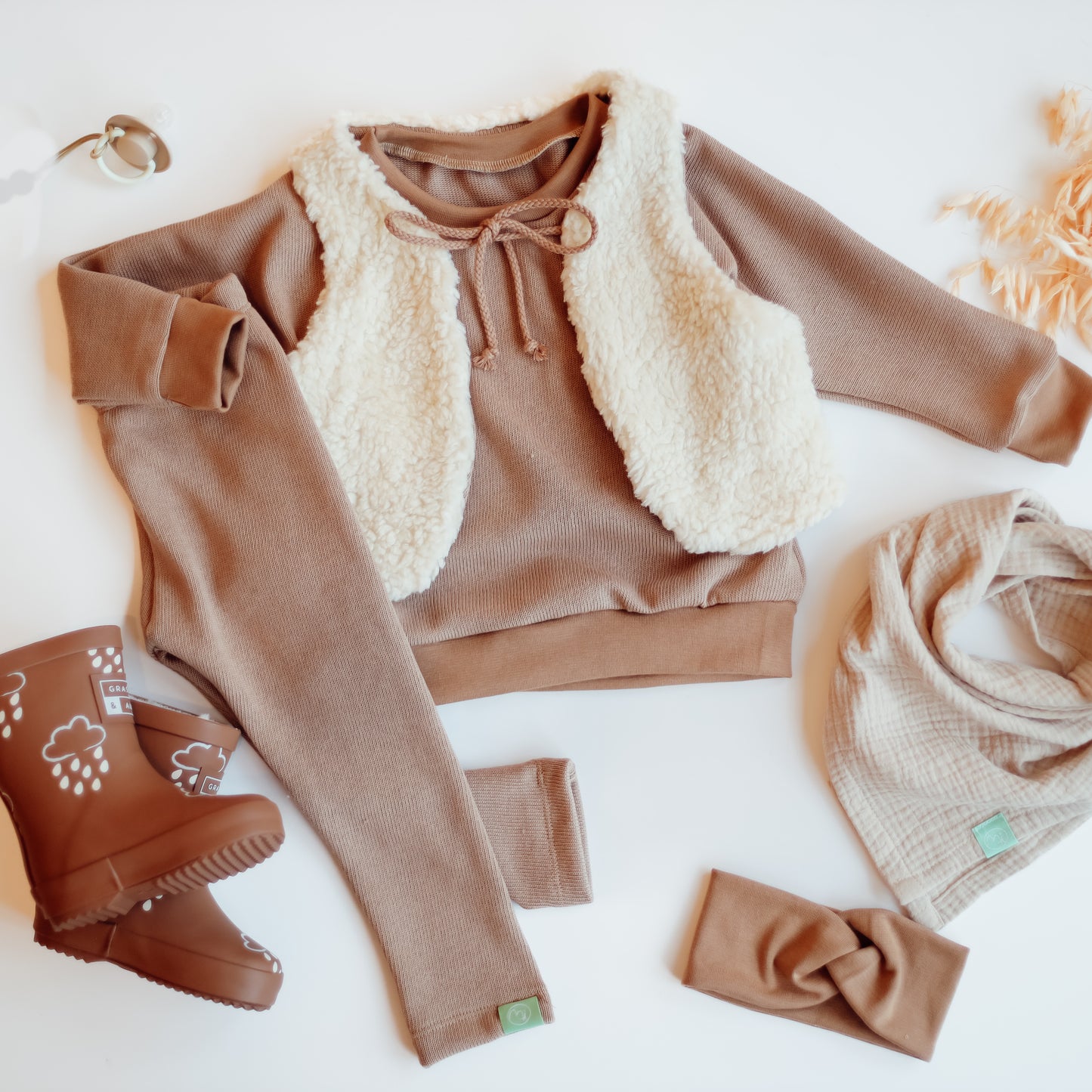 Leggings, strickstoff beige
