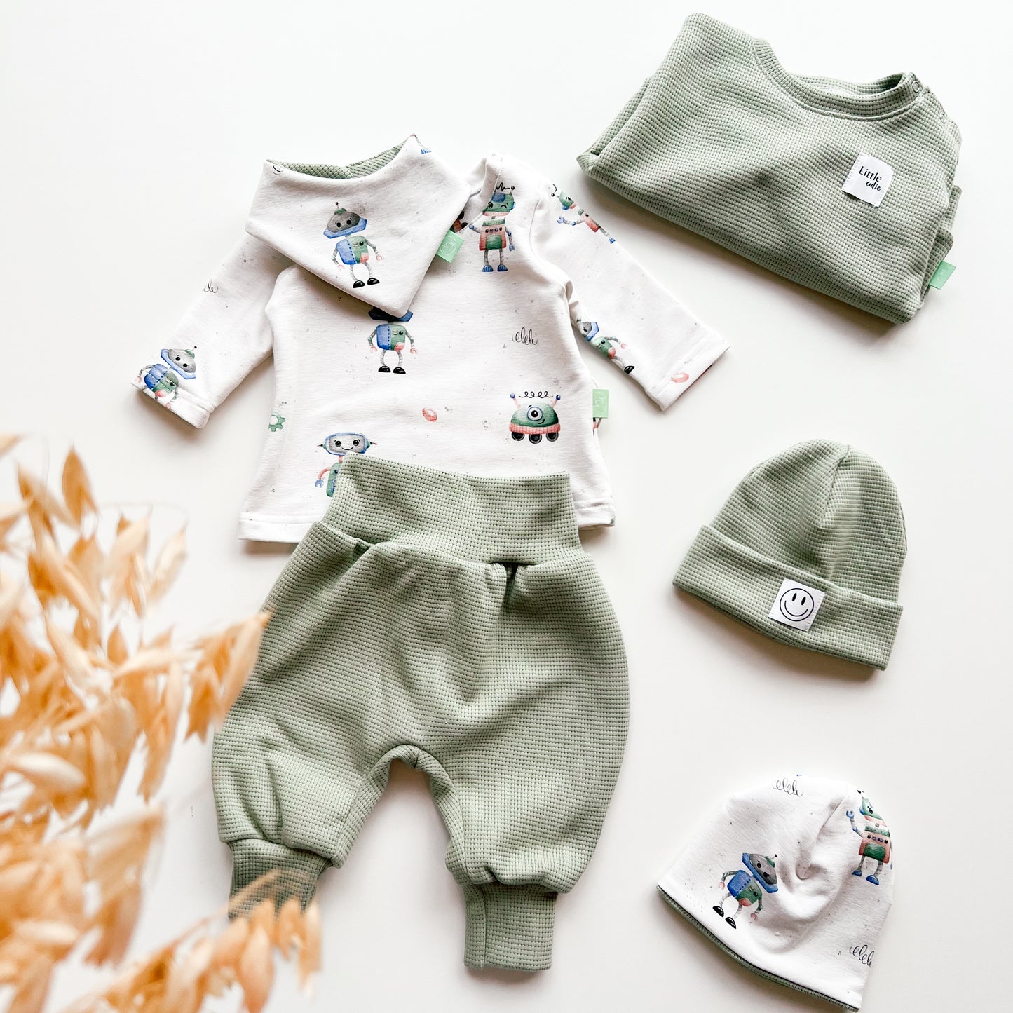 Baby Set Waffel Mint Roboter