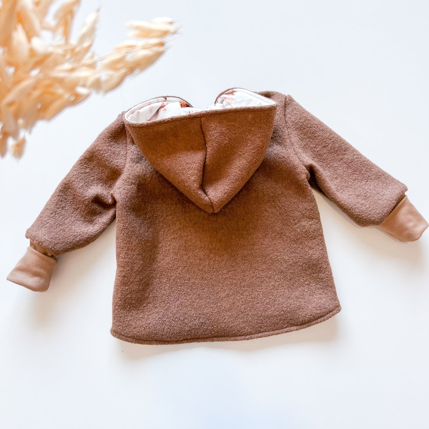 Montessori Walkjacke in braun und Vogel, magnetischen Reißverschluss