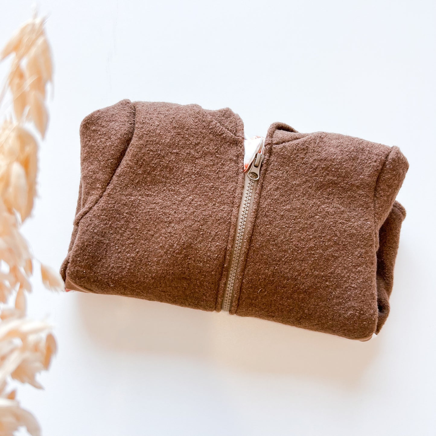 Montessori Walkjacke in braun und Vogel, magnetischen Reißverschluss