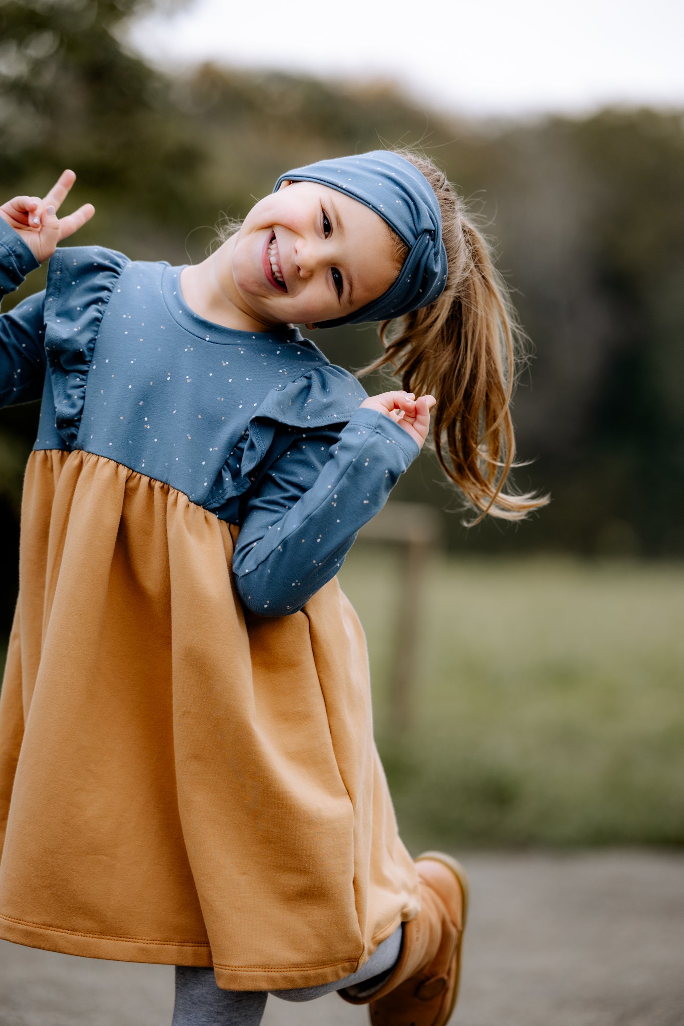 Kleid Mimi, Blaue Punkte und Kamel