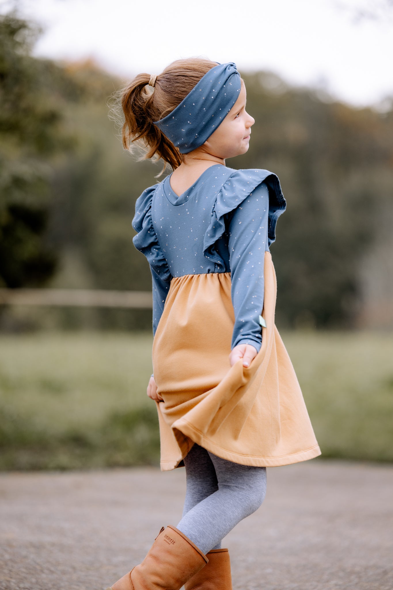 Kleid Mimi, Blaue Punkte und Kamel