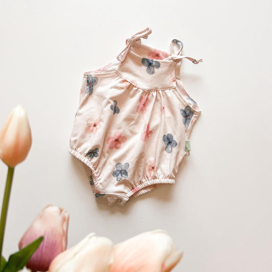 Pop Romper | Strampler, Aqua Blumen