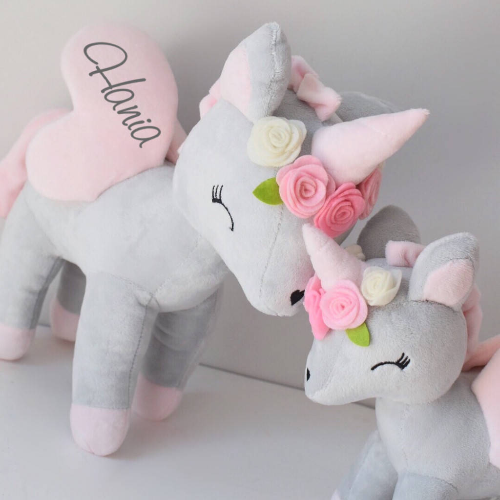 Personalisierter Metoo Einhorn in Grau