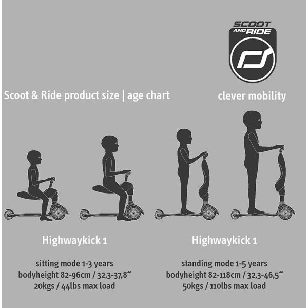 Scoot and Ride Kinderfahrzeug Lauflernhilfe Highwaykick 1, ash