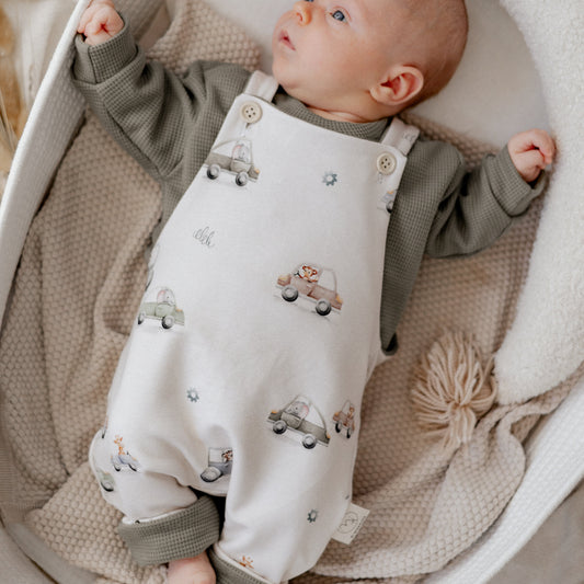 Wendbarer Baby-Latzhose aus Bio-Stoff - Autos