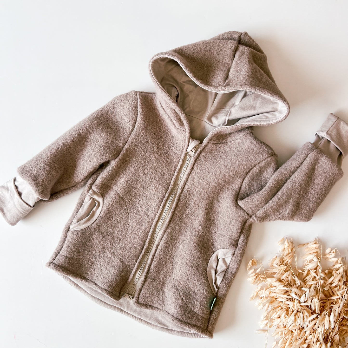 Montessori Walkjacke Beige, magnetischen Reißverschluss