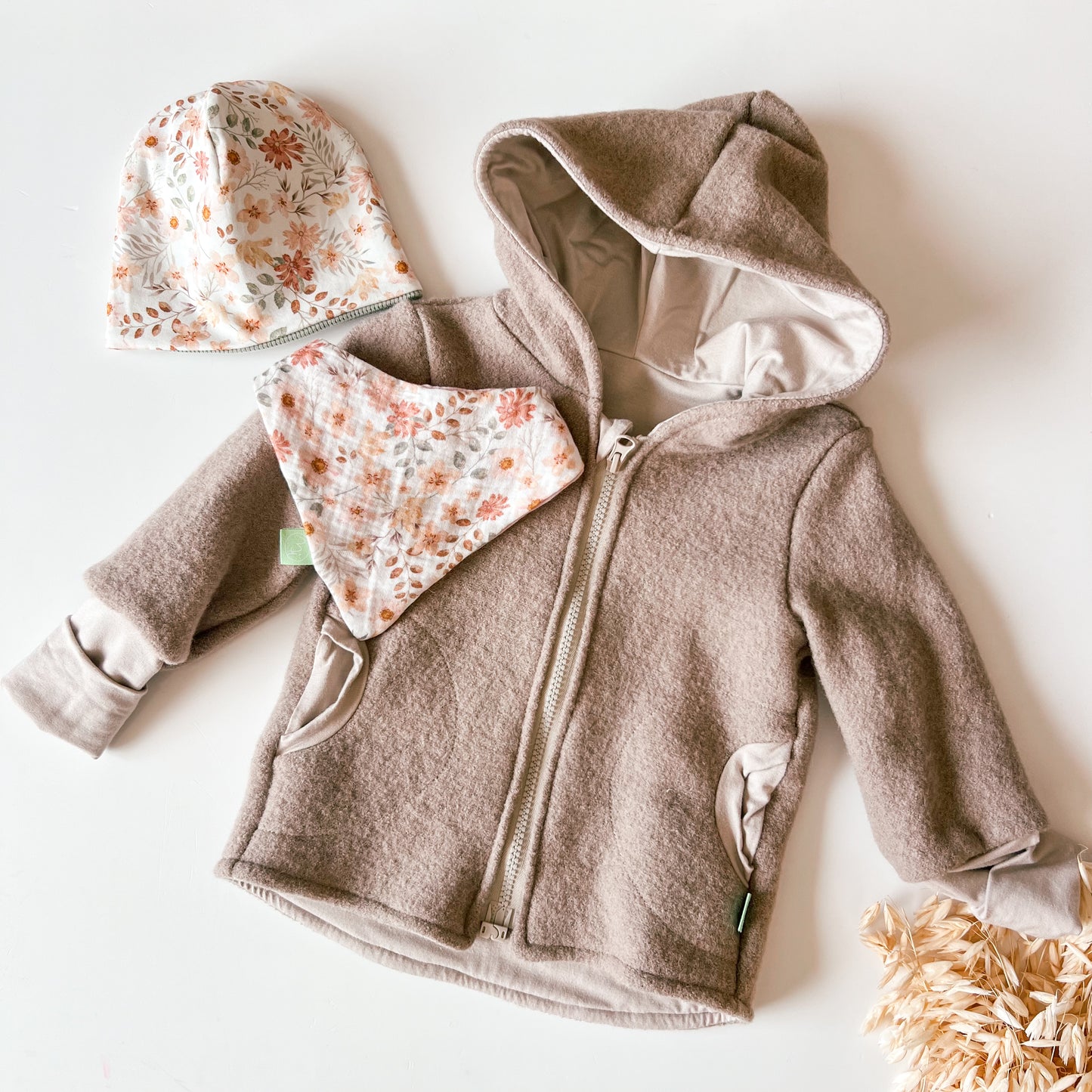 Montessori Walkjacke Beige, magnetischen Reißverschluss