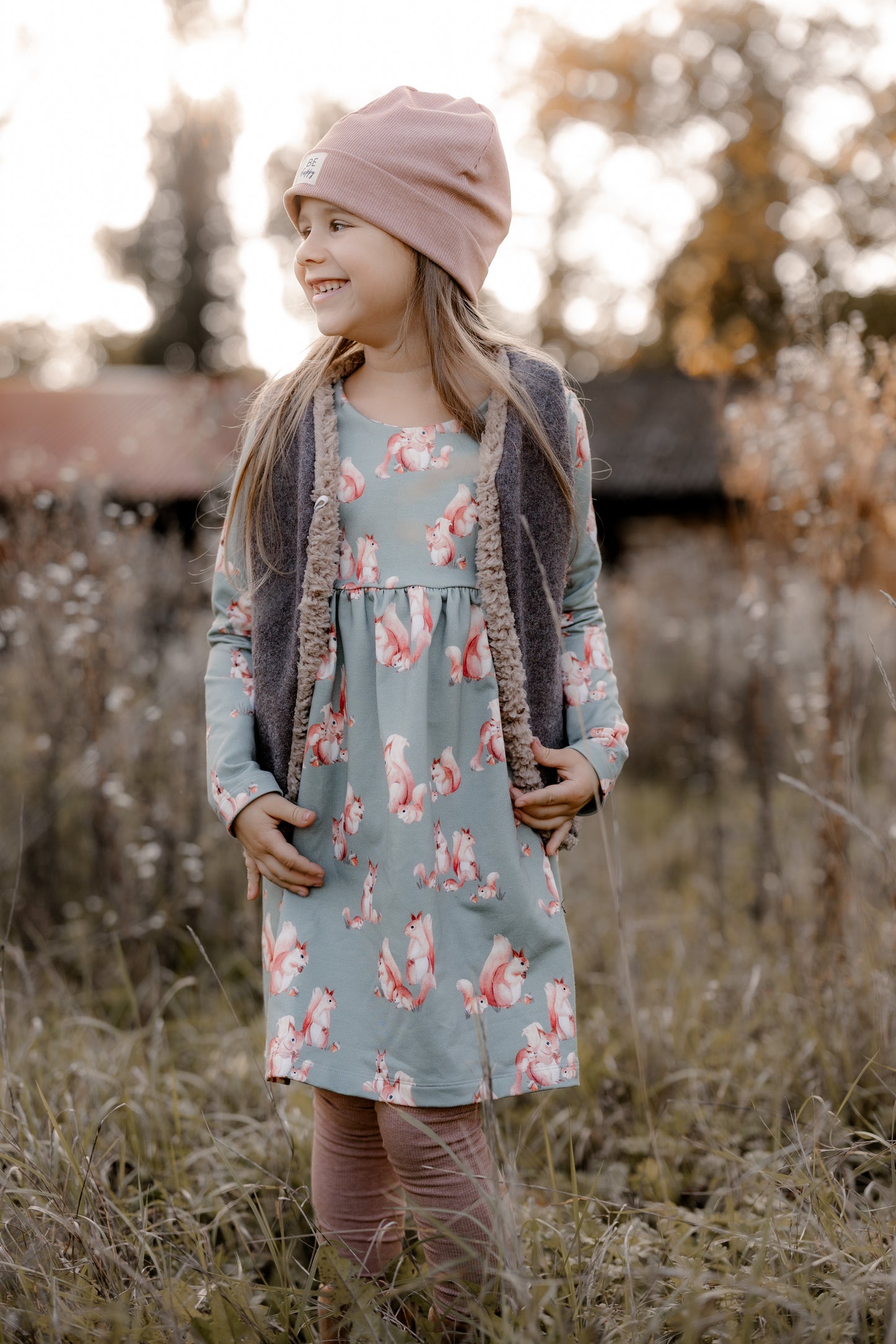 Kleid Mimi für Mädchen, Eichhörnchen