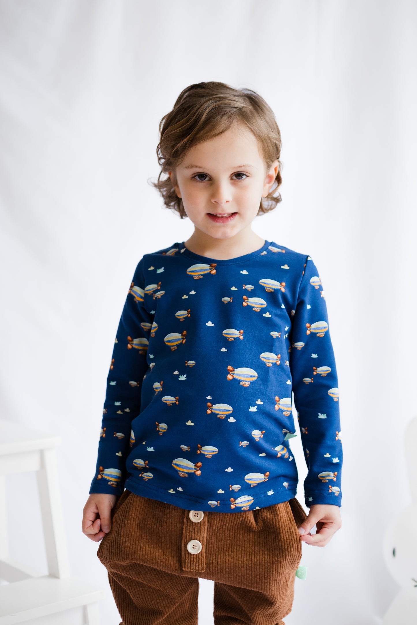 Langarmshirt für Baby und Kinder, Blau Zeppelin