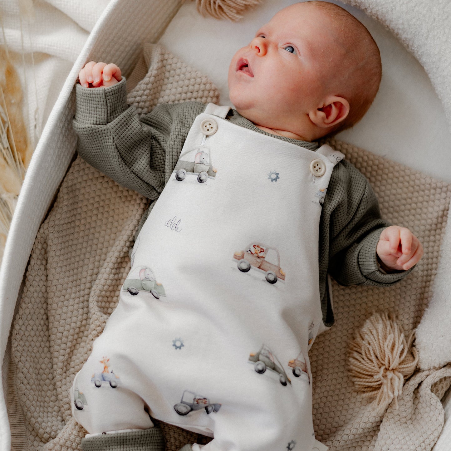 Wendbarer Baby-Latzhose aus Bio-Stoff - Autos
