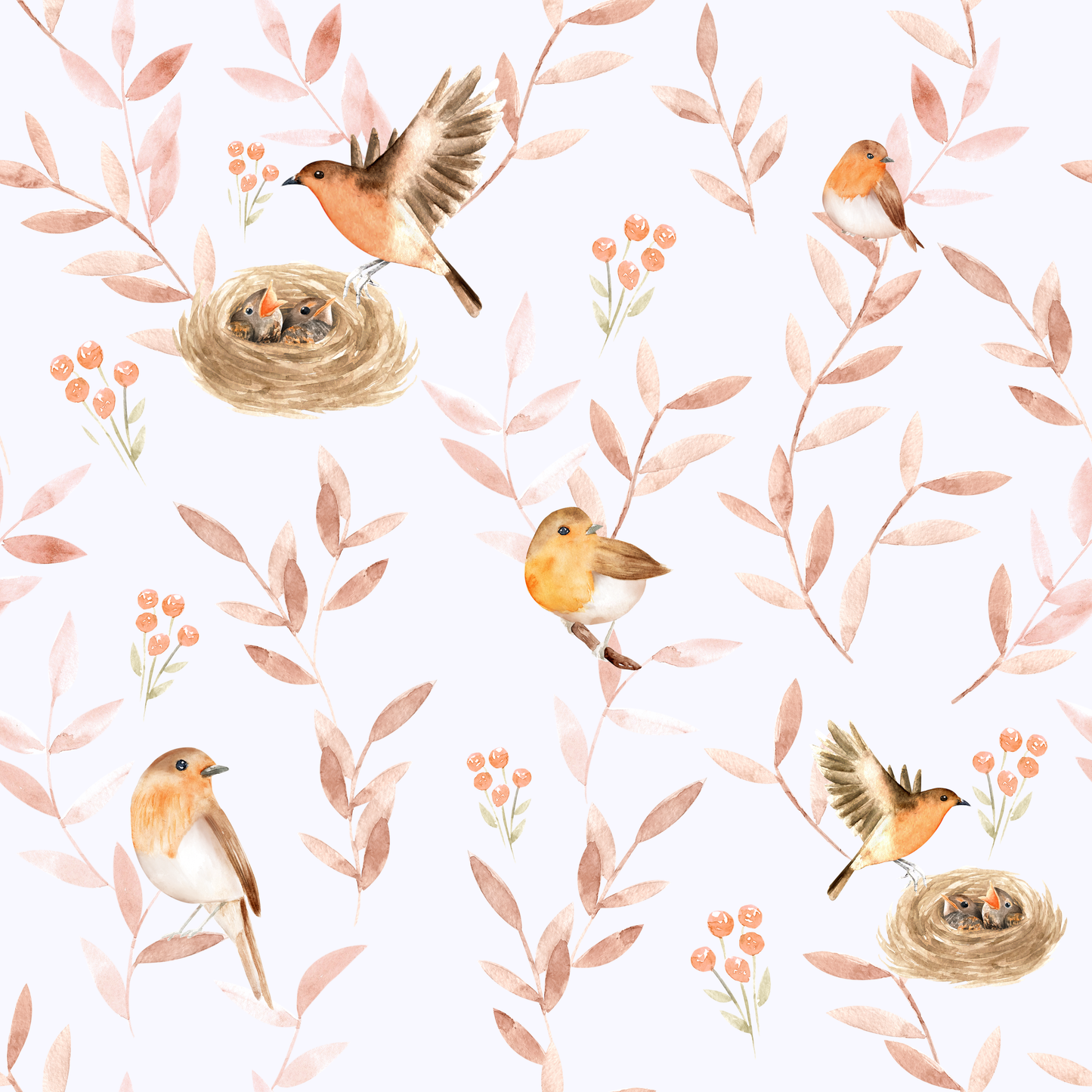 Kleid Mili - Waffel Clay, Pink & Vogel