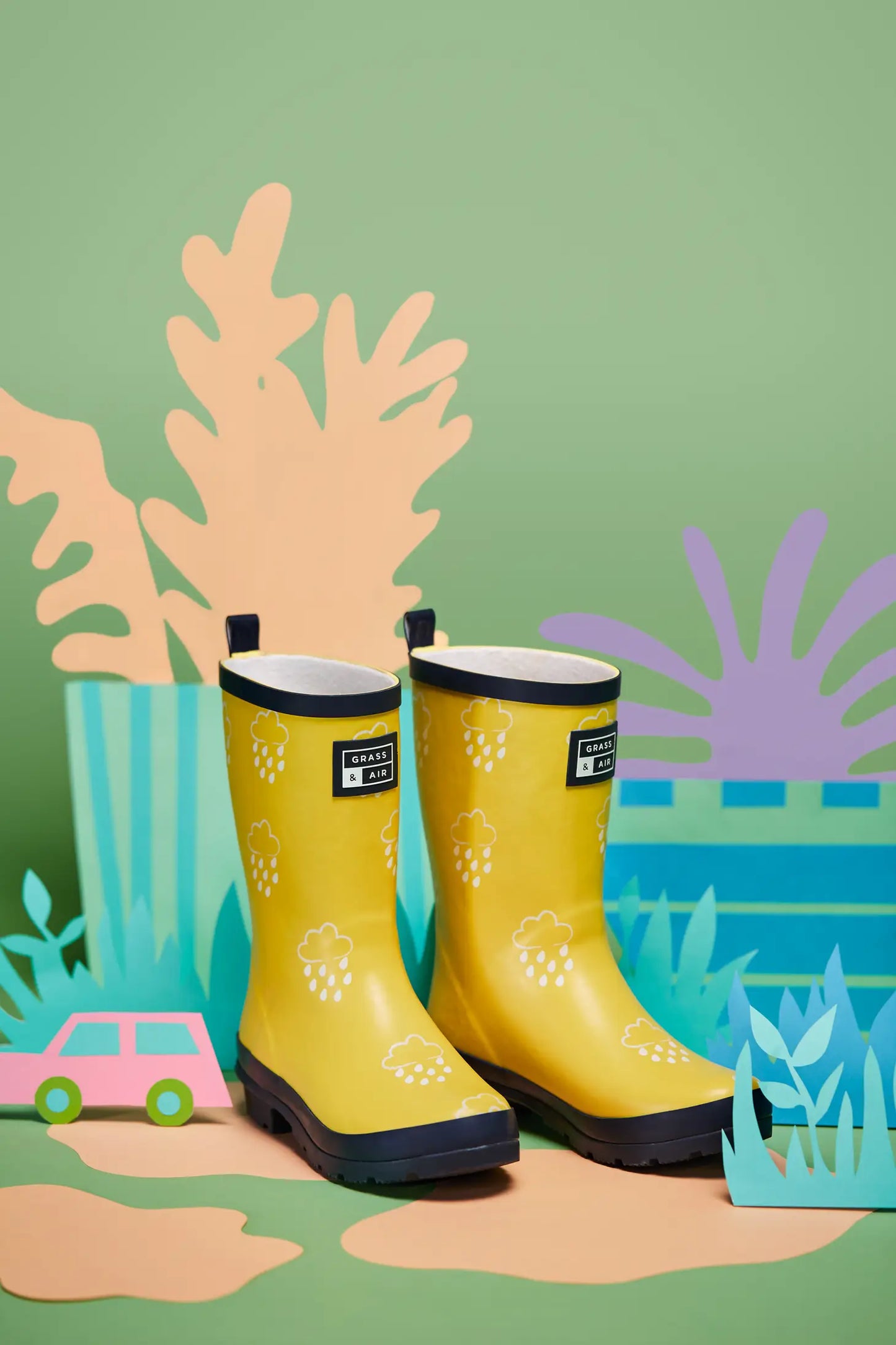 Gummistiefel mit wechselnden Farben, gelb