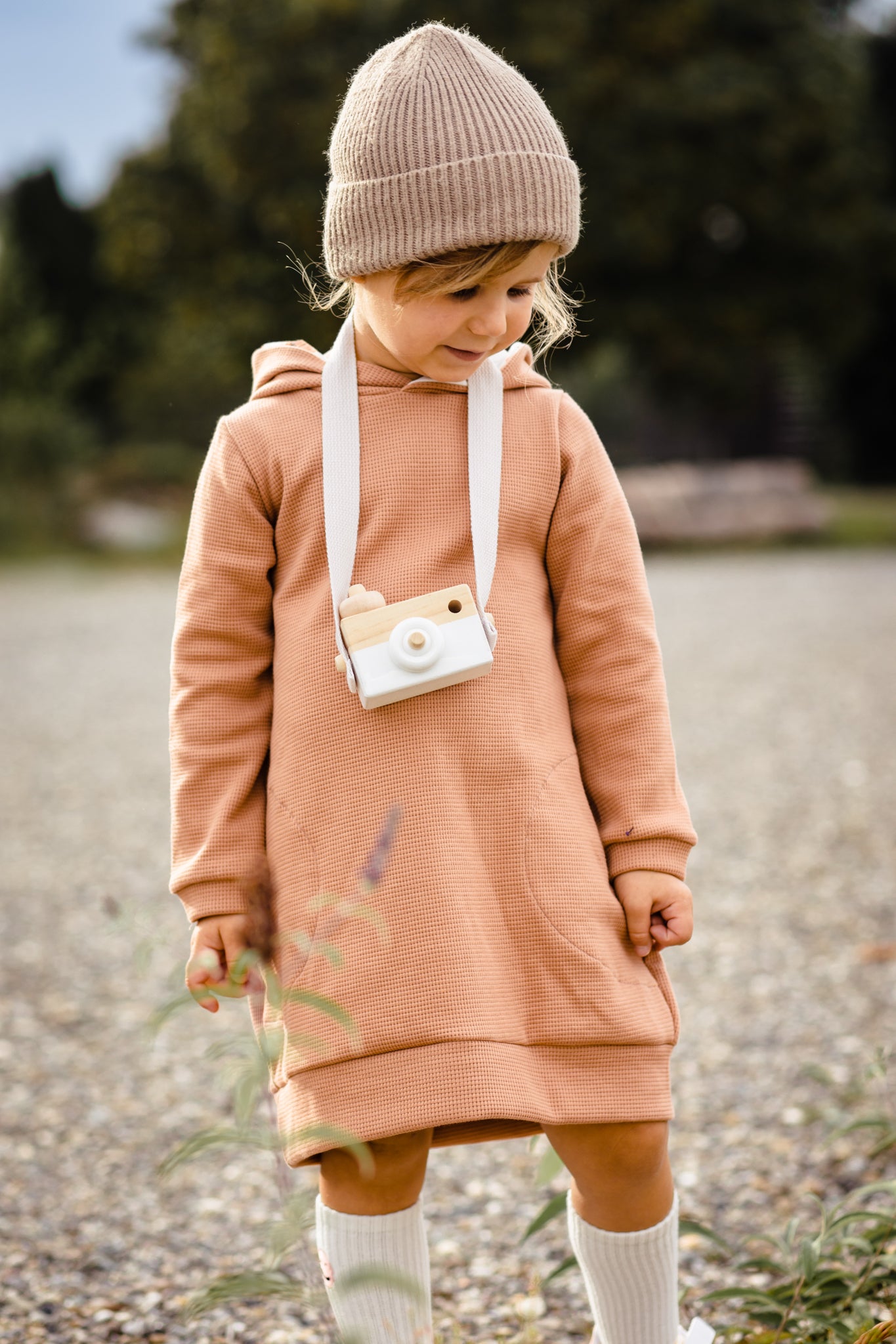Kleid Mili - Waffel Clay, Pink & Vogel