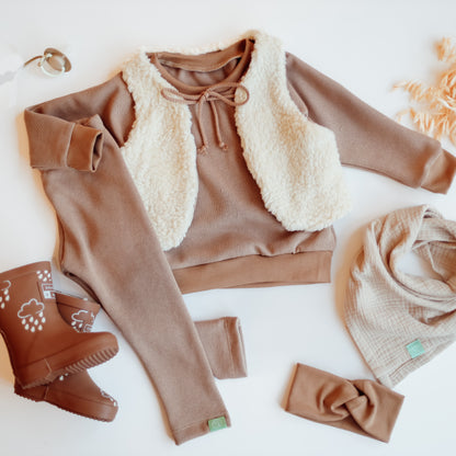 Leggings, strickstoff beige