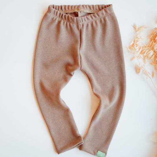 Leggings, strickstoff beige