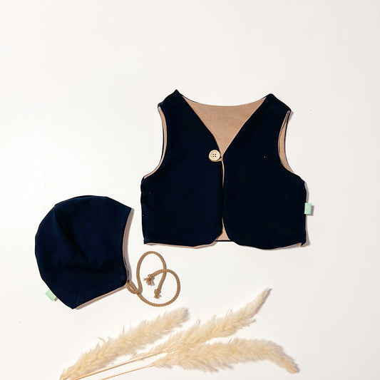 Wendeweste in blau und beige