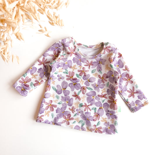 Langarmshirt für Baby und Kinder, Blumen aquarell