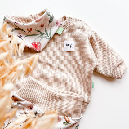 Baby und Kind Set Waffel Beige Naturblumen