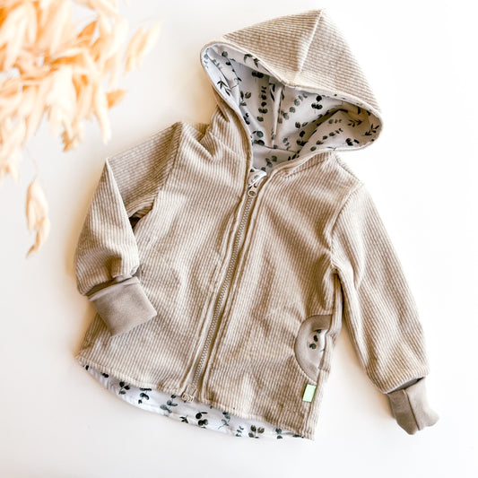 Montessori Cordjacke für Baby und Kind Eukaliptus in Beige