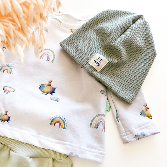 Beanie für Baby und Kind, Be Happy in Mint