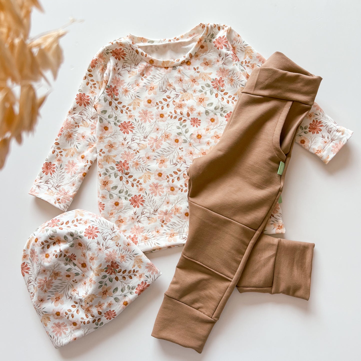 Langarmshirt für Baby und Kinder, Blume Pfirsich