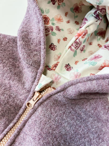 Montessori Walkjacke in Rosa Meliert - Rosa, magnetischen Reißverschluss