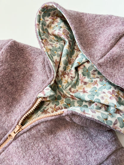 Montessori Walkjacke in Rosa Meliert, magnetischen Reißverschluss