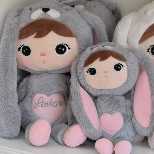 Personalisierter Metoo Teddybär-Hase in Grau, 50 cm