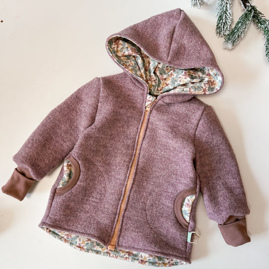 Montessori Walkjacke in Rosa Meliert, magnetischen Reißverschluss