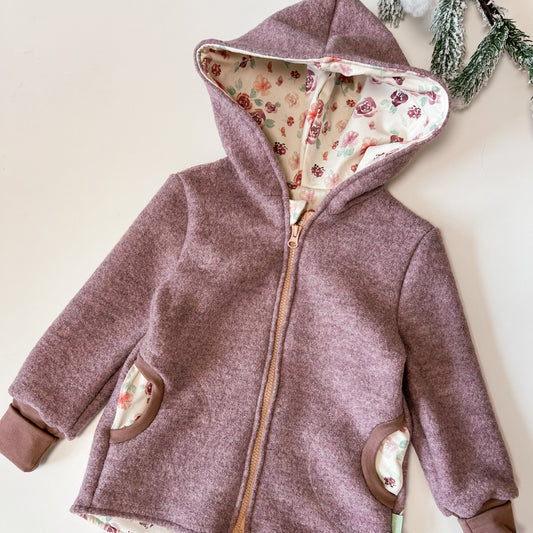 Montessori Walkjacke in Rosa Meliert - Rosa, magnetischen Reißverschluss