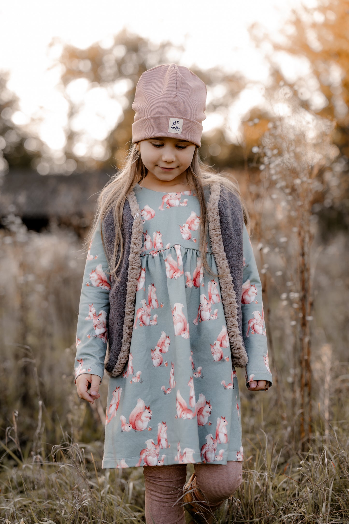 Kleid Mimi für Mädchen, Eichhörnchen