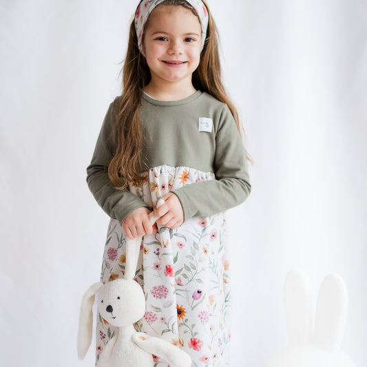 Kleid Mimi für Mädchen, Olive & Floral