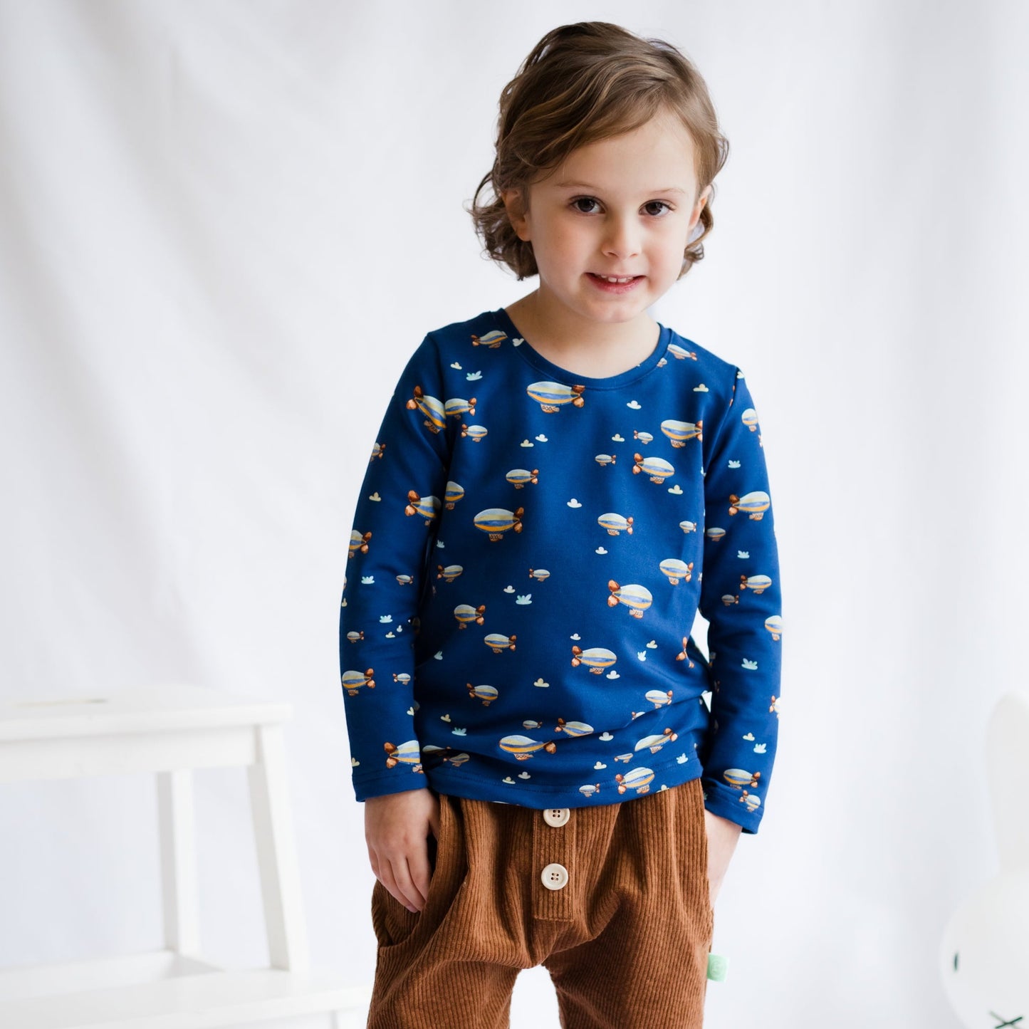 Langarmshirt für Baby und Kinder, Blau Zeppelin