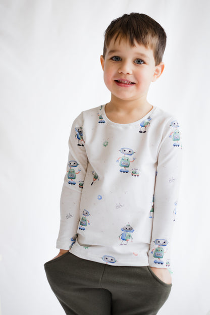 Langarmshirt für Baby und Kinder, Roboter