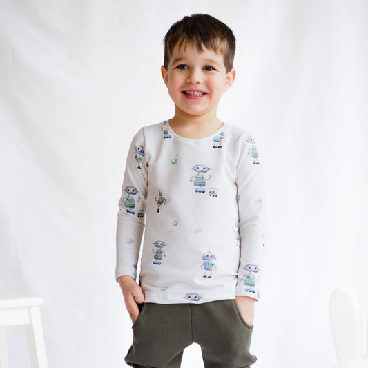 Langarmshirt für Baby und Kinder, Roboter